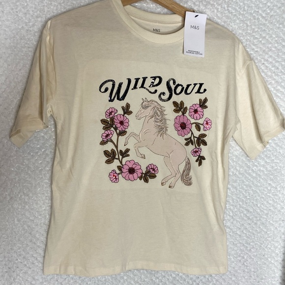 M&S originals wild soul horse theme t shirt - Picture 1 of 4